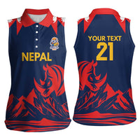 Custom Cricket Nepal East Asia-Pacific Women Sleeveless Polo Shirt Nepal Rhinos Champions - Wonder Print Shop