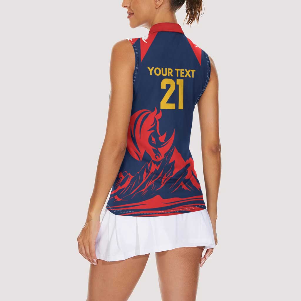 Custom Cricket Nepal East Asia-Pacific Women Sleeveless Polo Shirt Nepal Rhinos Champions - Wonder Print Shop