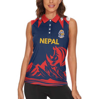 Custom Cricket Nepal East Asia-Pacific Women Sleeveless Polo Shirt Nepal Rhinos Champions - Wonder Print Shop