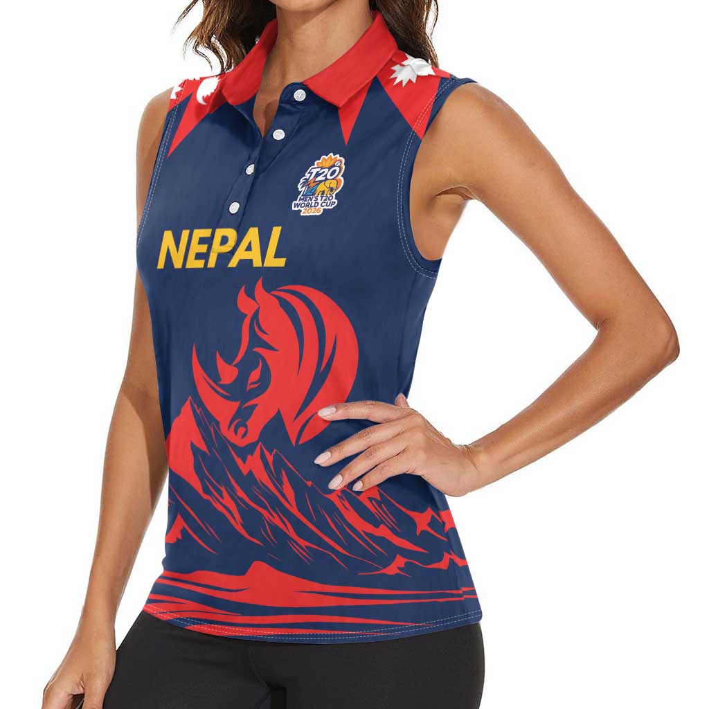 Custom Cricket Nepal East Asia-Pacific Women Sleeveless Polo Shirt Nepal Rhinos Champions - Wonder Print Shop