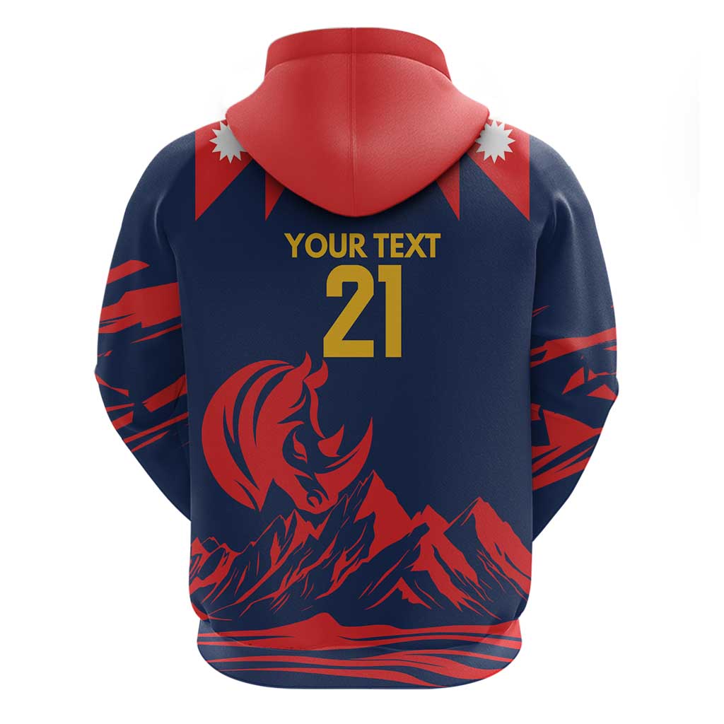 Custom Cricket Nepal East Asia-Pacific Zip Hoodie Nepal Rhinos Champions - Wonder Print Shop
