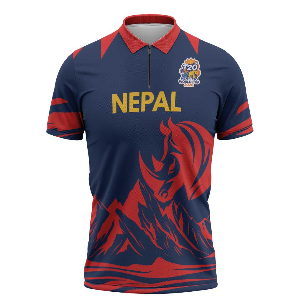 Custom Cricket Nepal East Asia-Pacific Zipper Polo Shirt Nepal Rhinos Champions - Wonder Print Shop