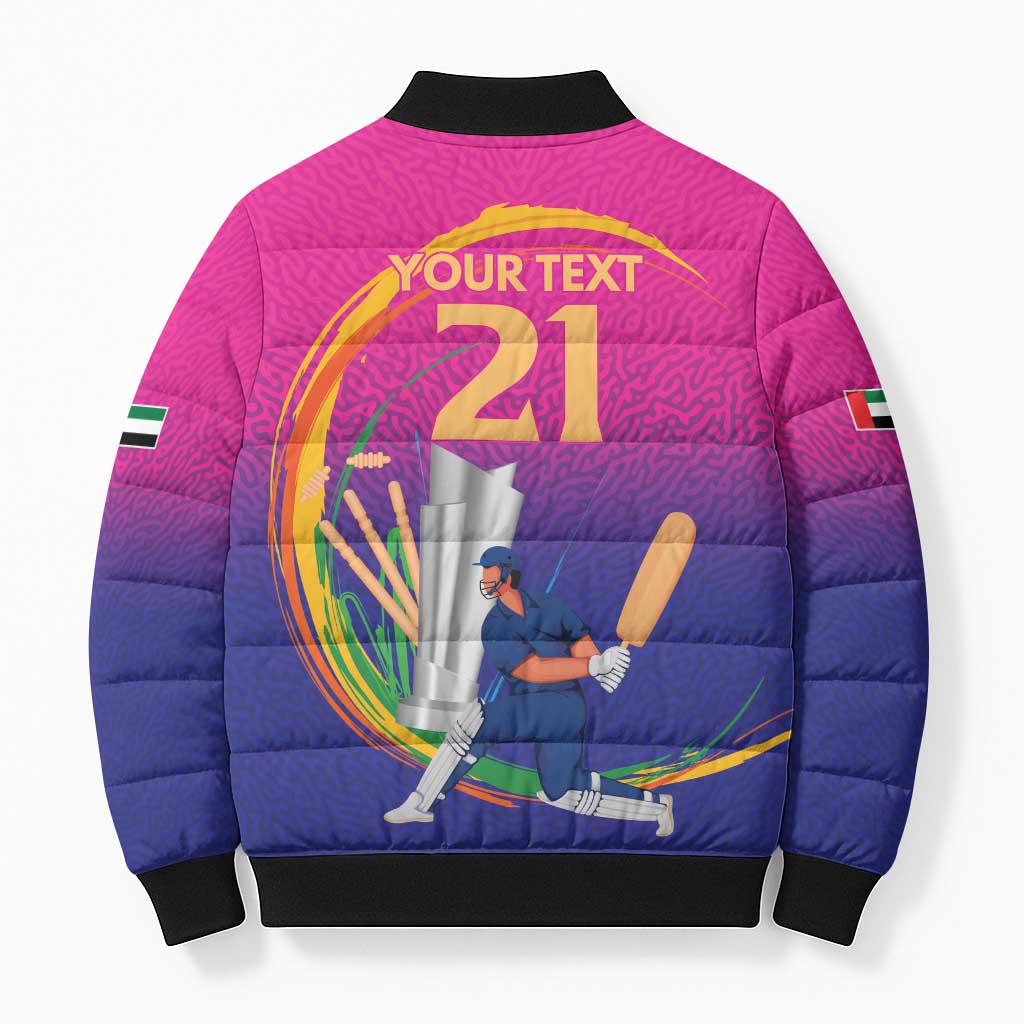 Custom Cricket UAE East Asia-Pacific Bomber Puffer Jacket United Arab Emirates Champions Pride - Wonder Print Shop