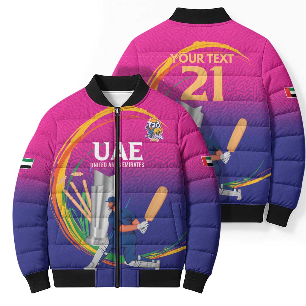 Custom Cricket UAE East Asia-Pacific Bomber Puffer Jacket United Arab Emirates Champions Pride - Wonder Print Shop