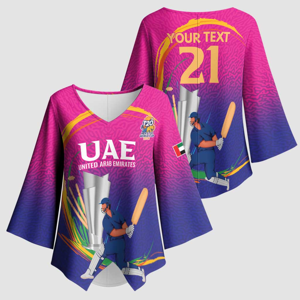 Custom Cricket UAE East Asia-Pacific Kimono Sleeve Blouse United Arab Emirates Champions Pride - Wonder Print Shop