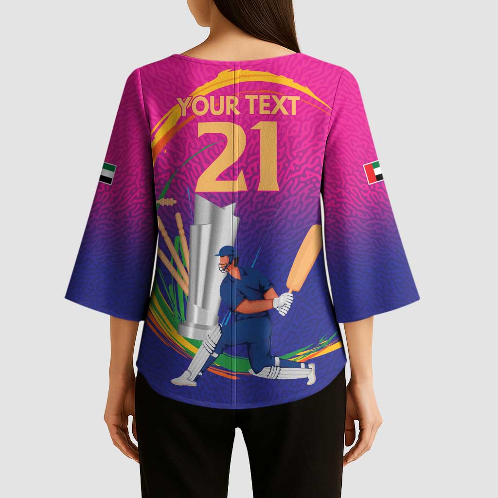 Custom Cricket UAE East Asia-Pacific Kimono Sleeve Blouse United Arab Emirates Champions Pride - Wonder Print Shop