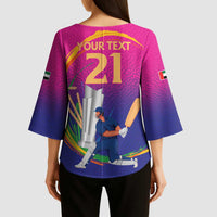 Custom Cricket UAE East Asia-Pacific Kimono Sleeve Blouse United Arab Emirates Champions Pride - Wonder Print Shop