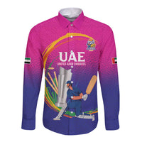 Custom Cricket UAE East Asia-Pacific Long Sleeve Button Shirt United Arab Emirates Champions Pride - Wonder Print Shop
