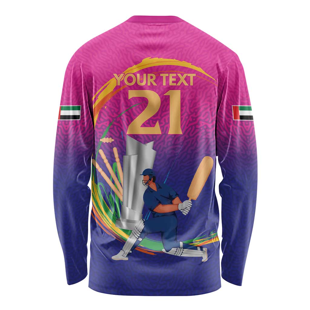 Custom Cricket UAE East Asia-Pacific Long Sleeve Shirt United Arab Emirates Champions Pride - Wonder Print Shop