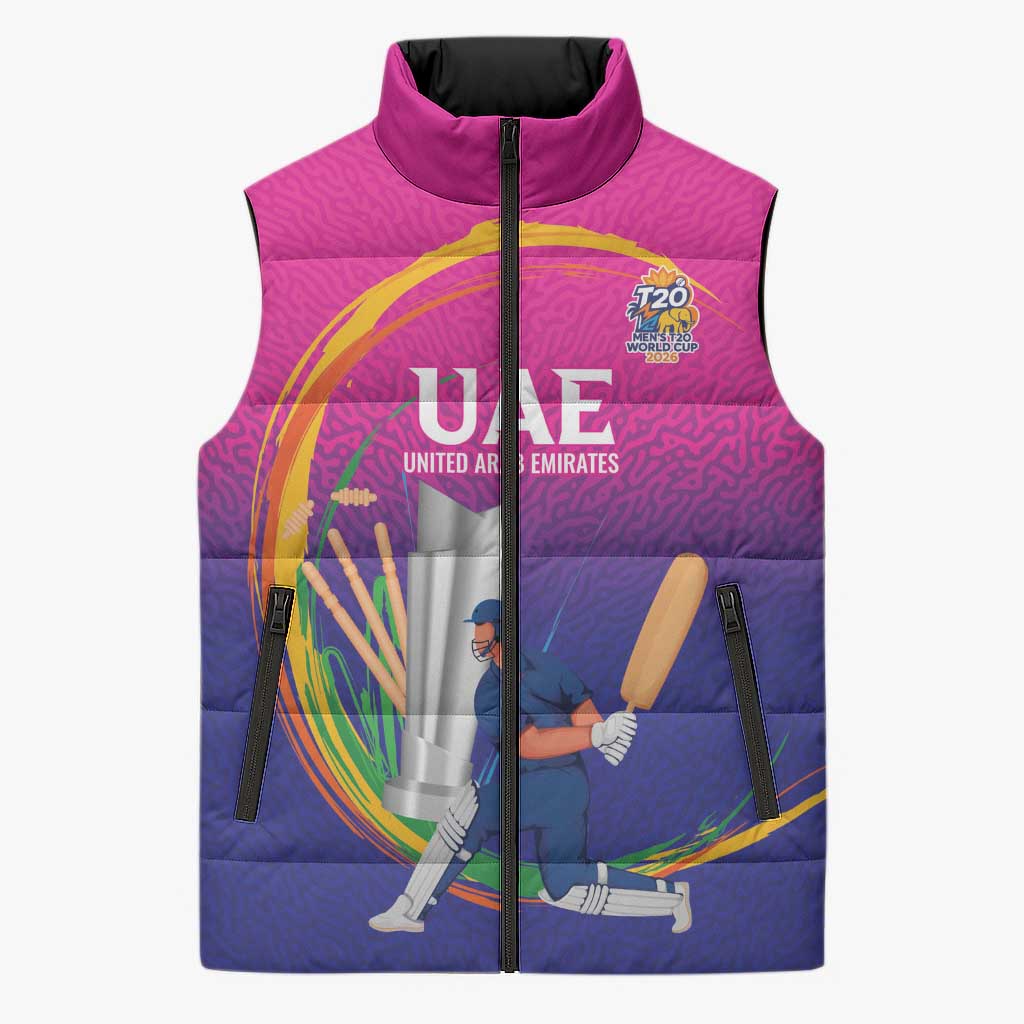 Custom Cricket UAE East Asia-Pacific Sleeveless Puffer Jacket United Arab Emirates Champions Pride - Wonder Print Shop