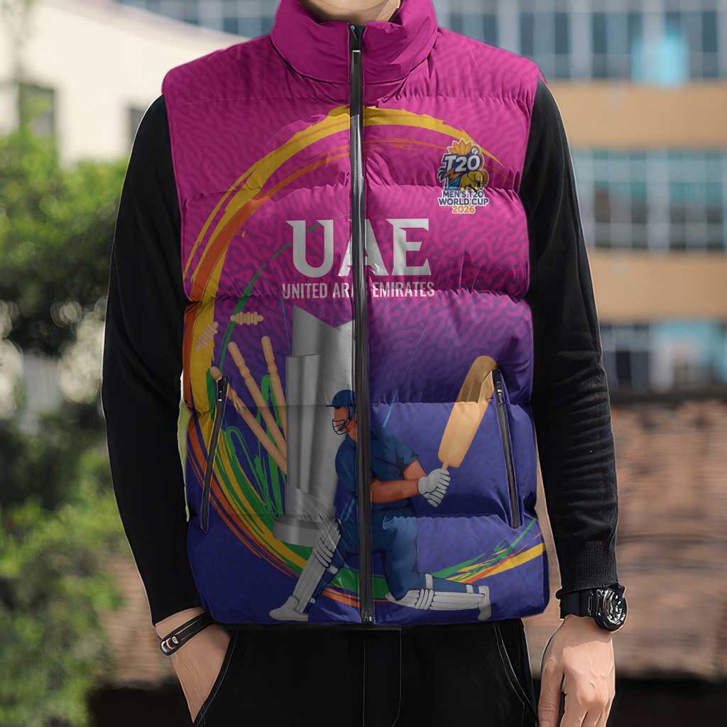 Custom Cricket UAE East Asia-Pacific Sleeveless Puffer Jacket United Arab Emirates Champions Pride - Wonder Print Shop