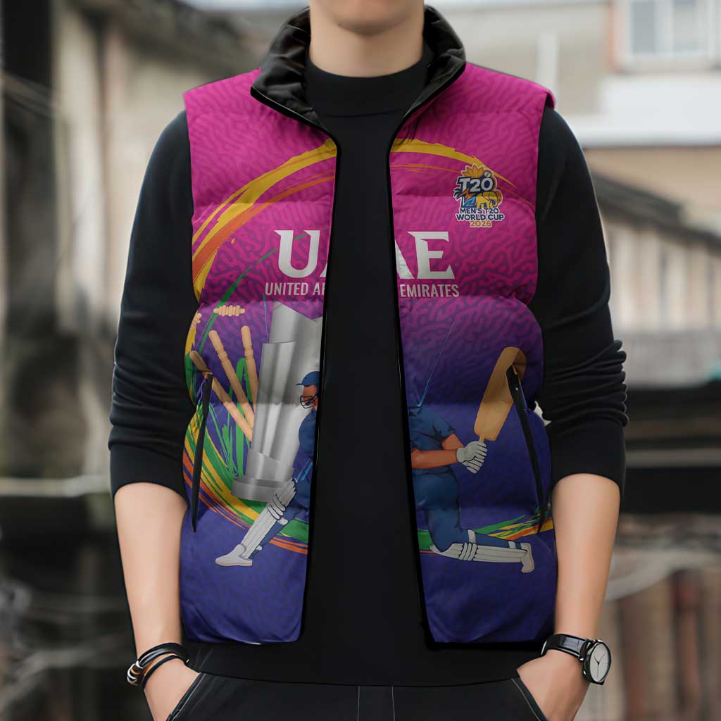 Custom Cricket UAE East Asia-Pacific Sleeveless Puffer Jacket United Arab Emirates Champions Pride - Wonder Print Shop