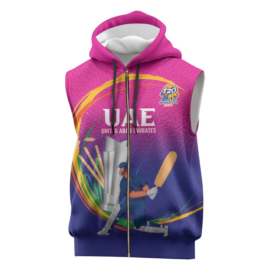 Custom Cricket UAE East Asia-Pacific Sleeveless Zip Hoodie United Arab Emirates Champions Pride - Wonder Print Shop