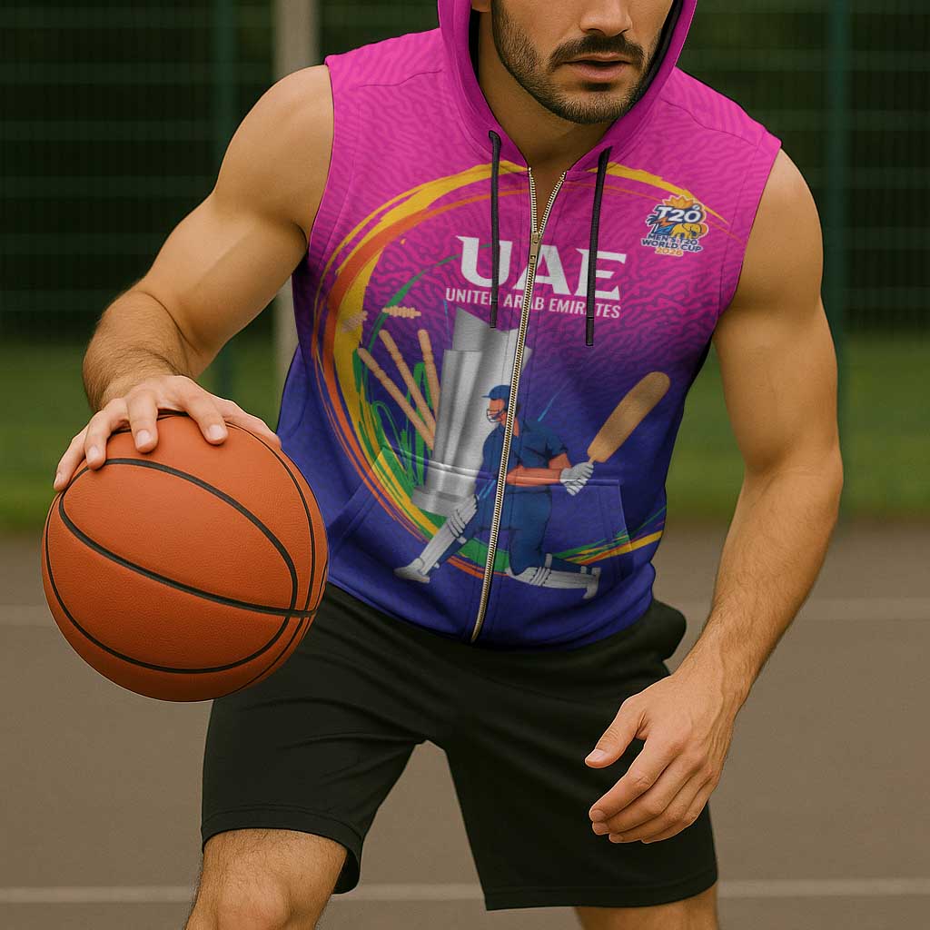 Custom Cricket UAE East Asia-Pacific Sleeveless Zip Hoodie United Arab Emirates Champions Pride - Wonder Print Shop
