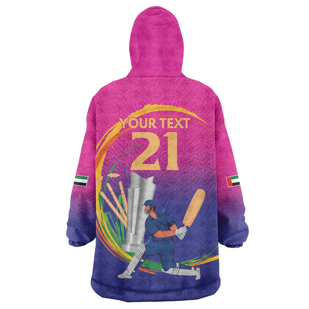Custom Cricket UAE East Asia-Pacific Wearable Blanket Hoodie United Arab Emirates Champions Pride - Wonder Print Shop
