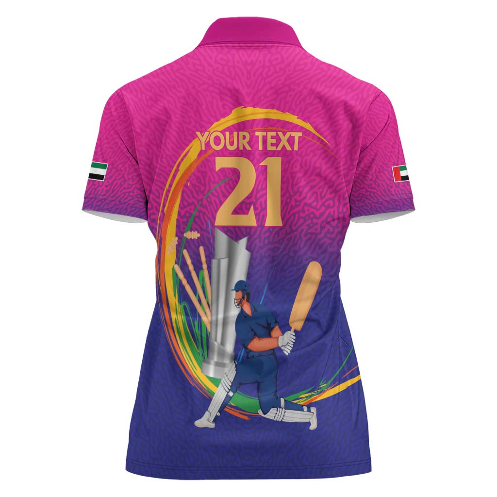 Custom Cricket UAE East Asia-Pacific Women Polo Shirt United Arab Emirates Champions Pride - Wonder Print Shop