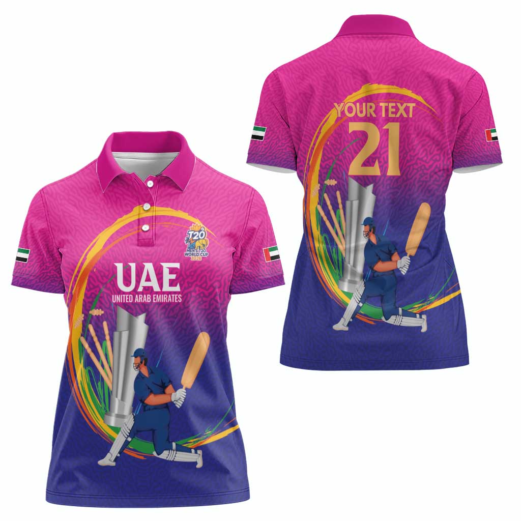 Custom Cricket UAE East Asia-Pacific Women Polo Shirt United Arab Emirates Champions Pride - Wonder Print Shop