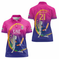 Custom Cricket UAE East Asia-Pacific Women Polo Shirt United Arab Emirates Champions Pride - Wonder Print Shop