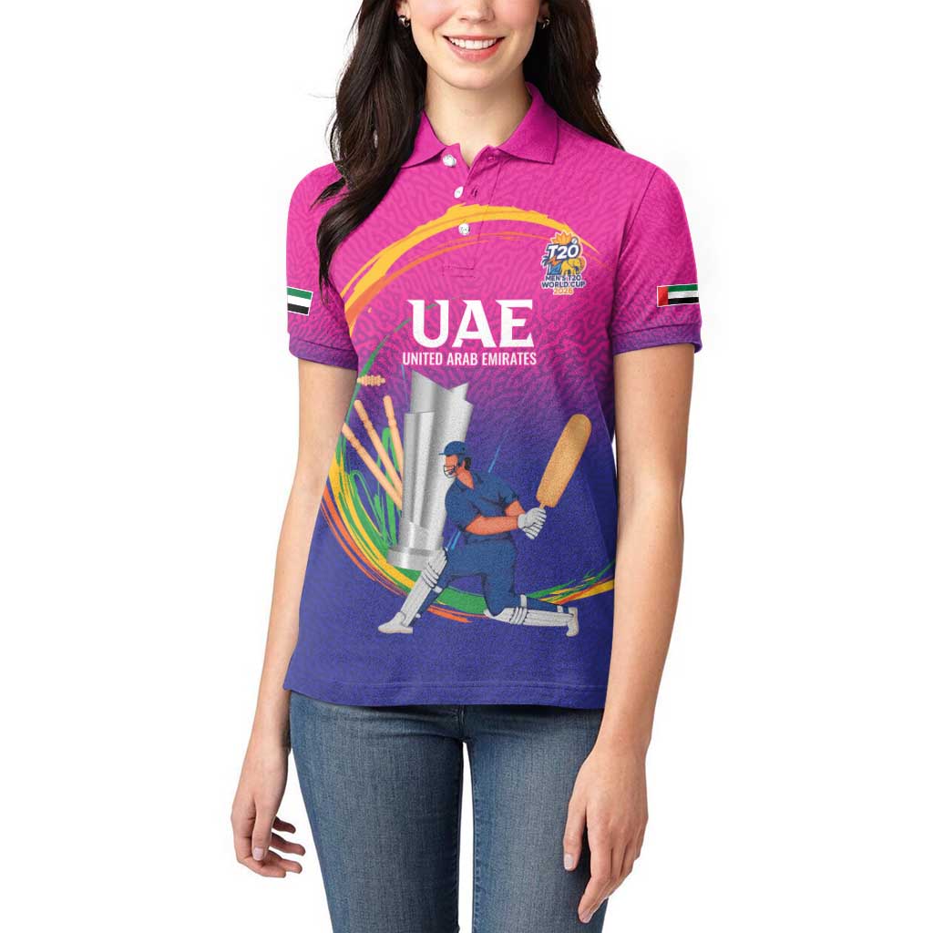 Custom Cricket UAE East Asia-Pacific Women Polo Shirt United Arab Emirates Champions Pride - Wonder Print Shop