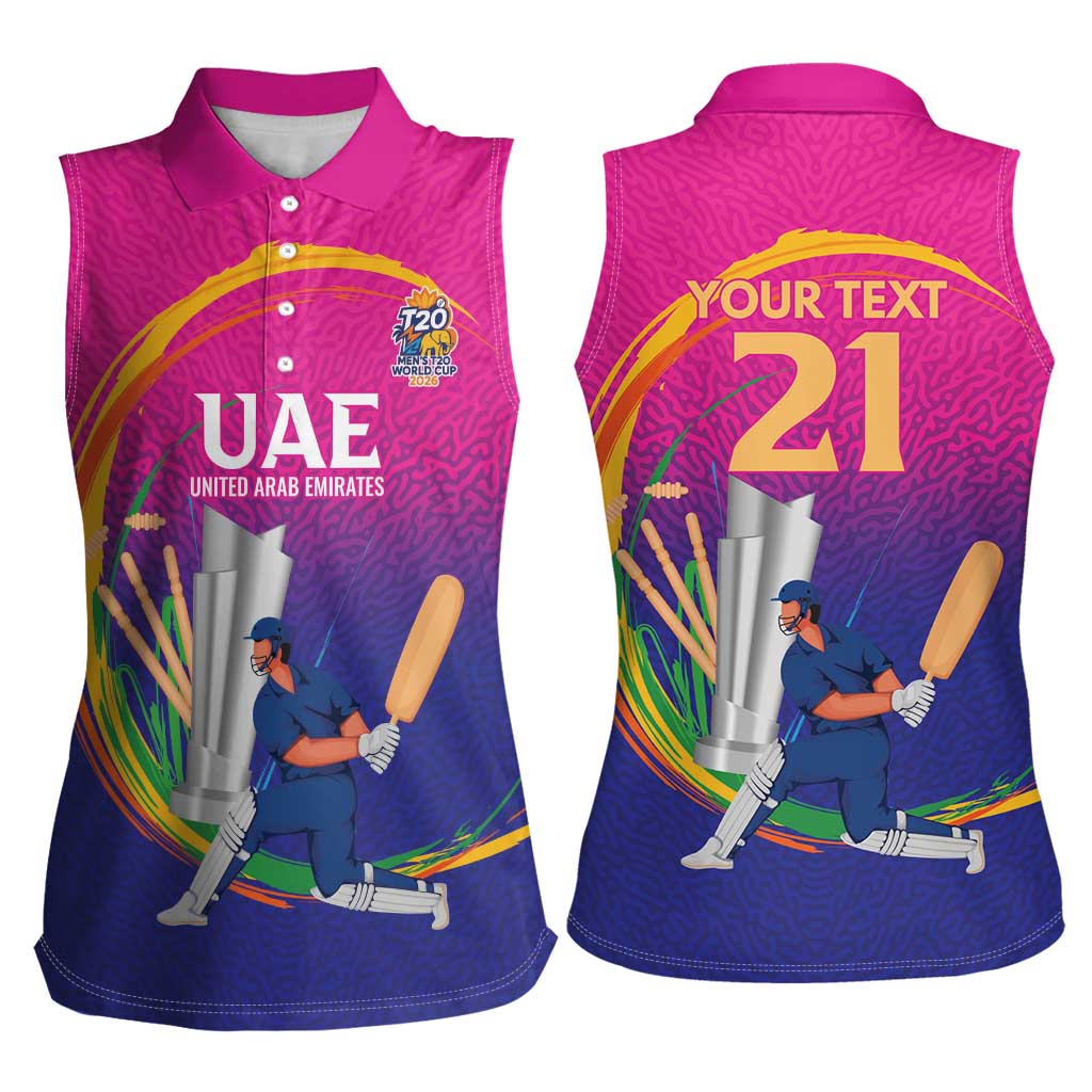 Custom Cricket UAE East Asia-Pacific Women Sleeveless Polo Shirt United Arab Emirates Champions Pride - Wonder Print Shop