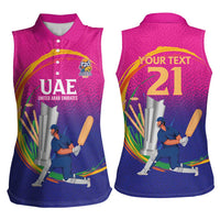 Custom Cricket UAE East Asia-Pacific Women Sleeveless Polo Shirt United Arab Emirates Champions Pride - Wonder Print Shop