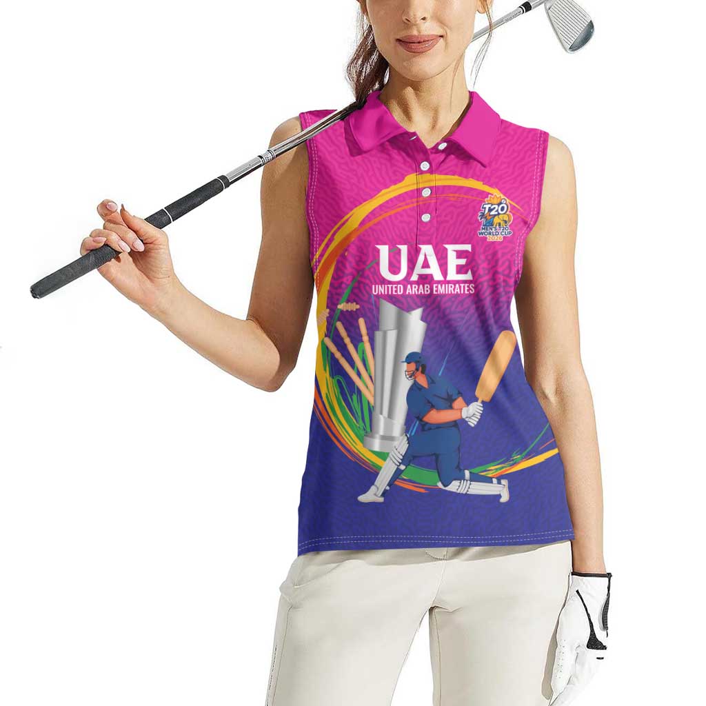 Custom Cricket UAE East Asia-Pacific Women Sleeveless Polo Shirt United Arab Emirates Champions Pride - Wonder Print Shop