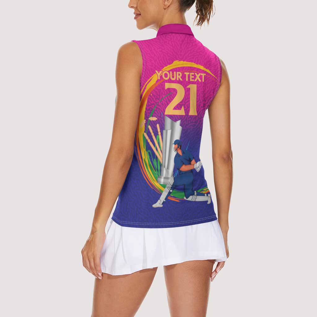 Custom Cricket UAE East Asia-Pacific Women Sleeveless Polo Shirt United Arab Emirates Champions Pride - Wonder Print Shop