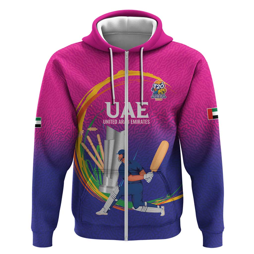 Custom Cricket UAE East Asia-Pacific Zip Hoodie United Arab Emirates Champions Pride - Wonder Print Shop