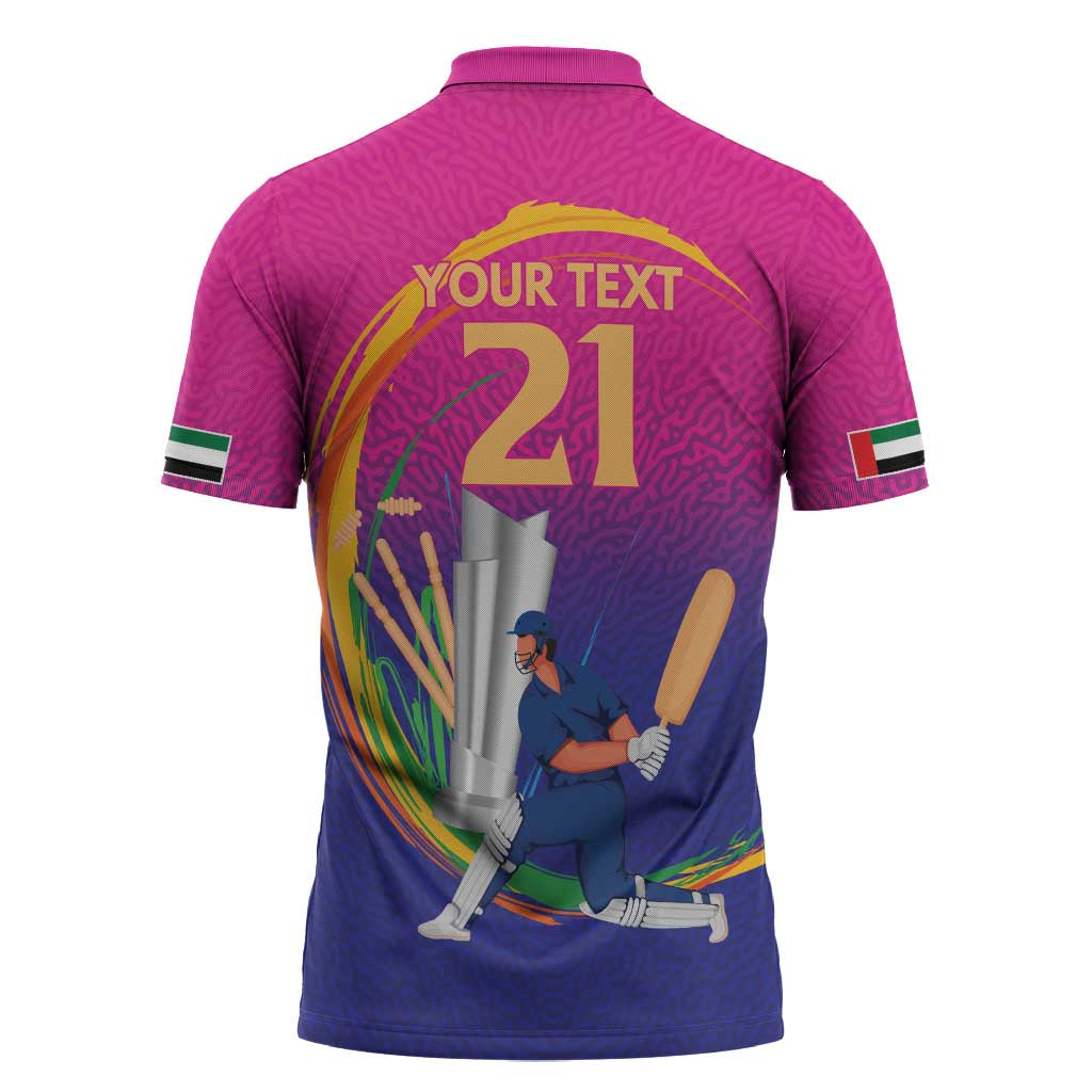 Custom Cricket UAE East Asia-Pacific Zipper Polo Shirt United Arab Emirates Champions Pride - Wonder Print Shop
