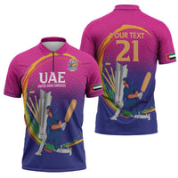 Custom Cricket UAE East Asia-Pacific Zipper Polo Shirt United Arab Emirates Champions Pride - Wonder Print Shop