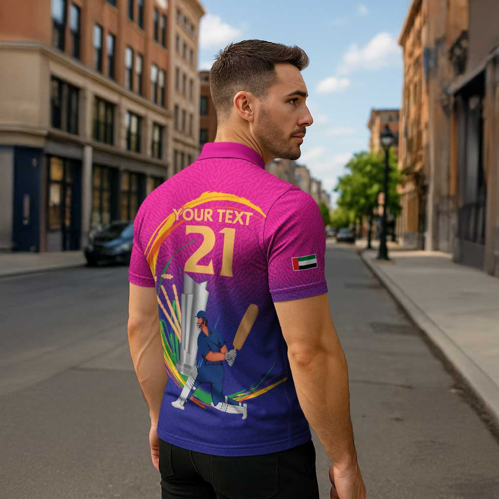 Custom Cricket UAE East Asia-Pacific Zipper Polo Shirt United Arab Emirates Champions Pride - Wonder Print Shop