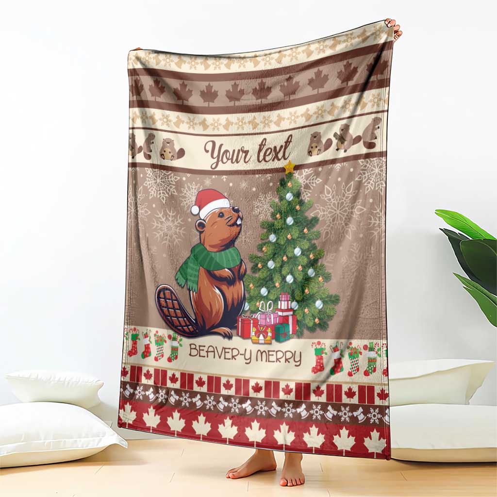 Personalized Beaver-y Merry Blanket Canada Merry Christmas Beavers