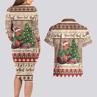 Personalized Beaver-y Merry Couples Matching Long Sleeve Bodycon Dress and Hawaiian Shirt Canada Merry Christmas Beavers LT9 - Wonder Print Shop
