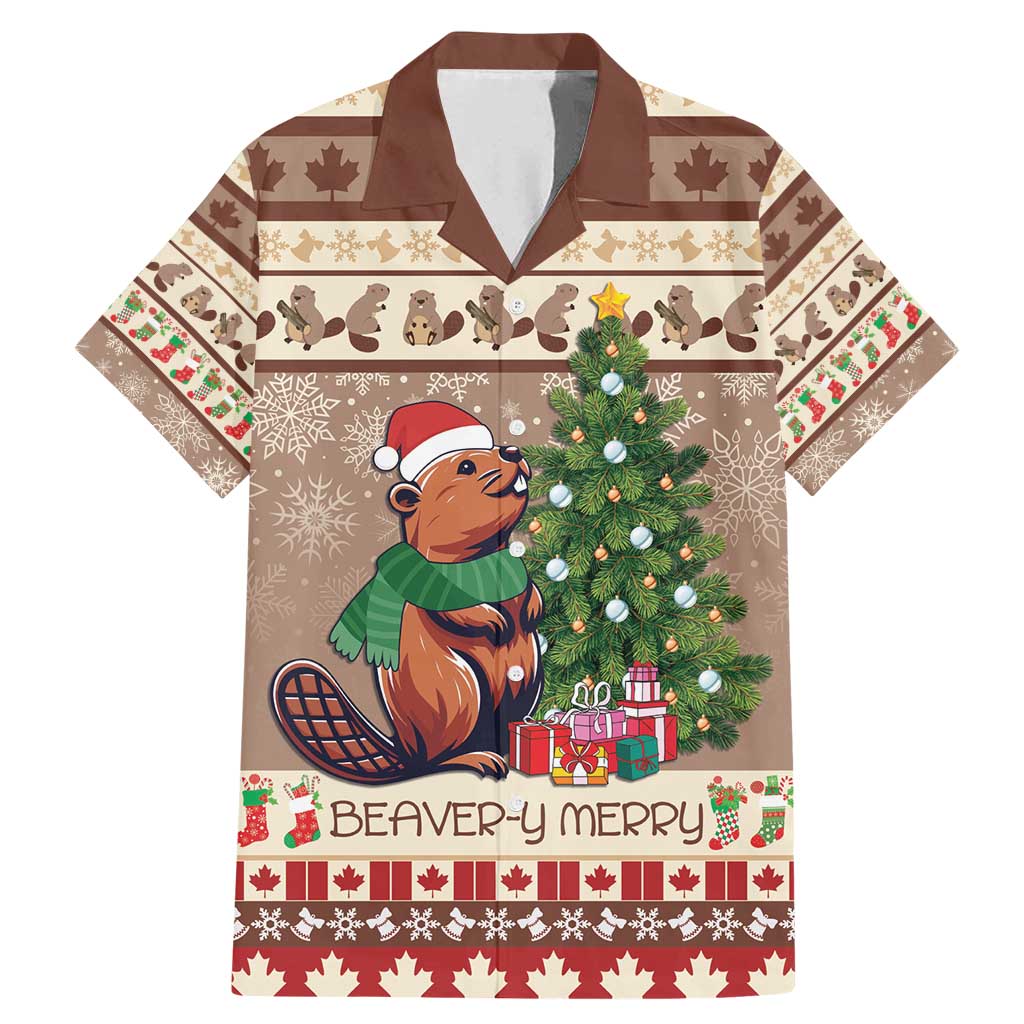 Personalized Beaver-y Merry Family Matching Mermaid Dress and Hawaiian Shirt Canada Merry Christmas Beavers LT9 - Wonder Print Shop