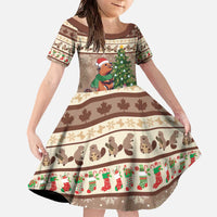 Personalized Beaver-y Merry Family Matching Off The Shoulder Long Sleeve Dress and Hawaiian Shirt Canada Merry Christmas Beavers - Wonder Print Shop