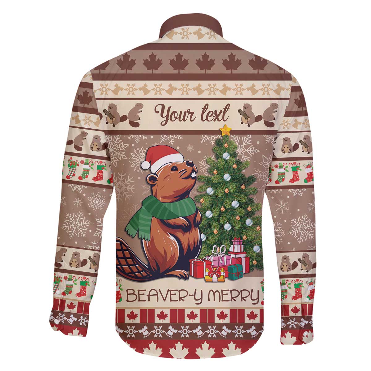 Personalized Beaver-y Merry Family Matching Off The Shoulder Long Sleeve Dress and Hawaiian Shirt Canada Merry Christmas Beavers - Wonder Print Shop