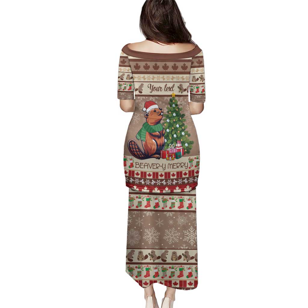 Personalized Beaver-y Merry Family Matching Puletasi and Hawaiian Shirt Canada Merry Christmas Beavers - Wonder Print Shop