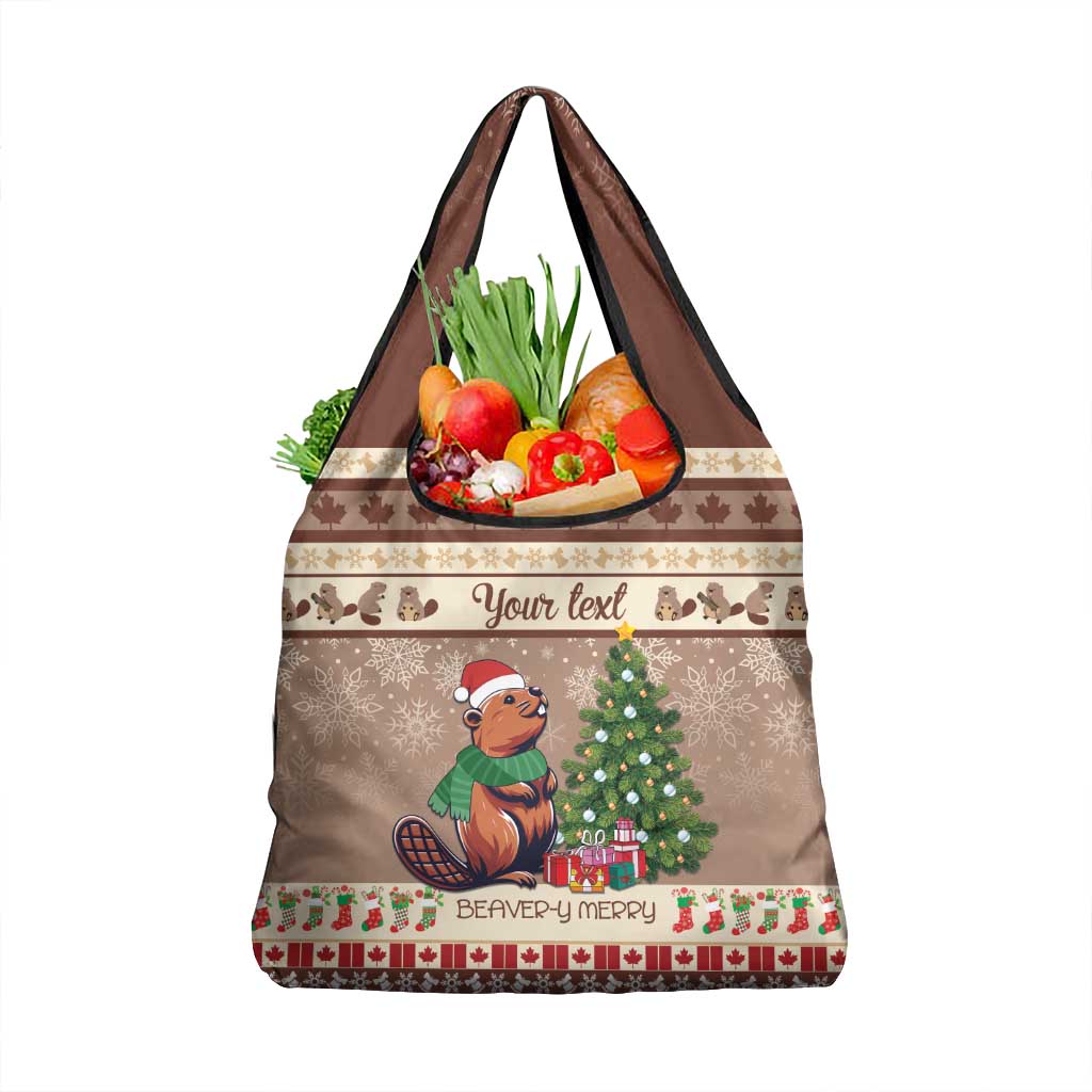 Personalized Beaver-y Merry Grocery Bag Canada Merry Christmas Beavers