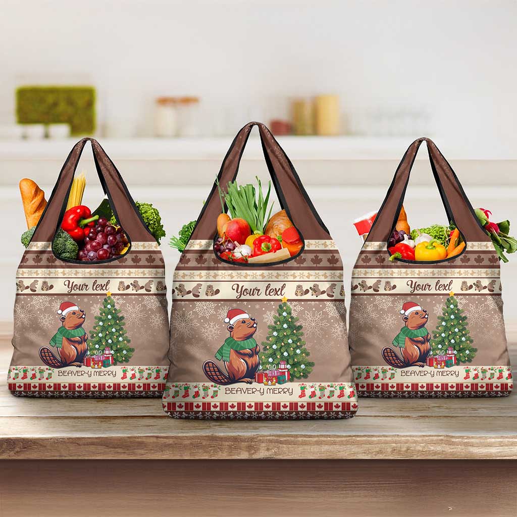 Personalized Beaver-y Merry Grocery Bag Canada Merry Christmas Beavers