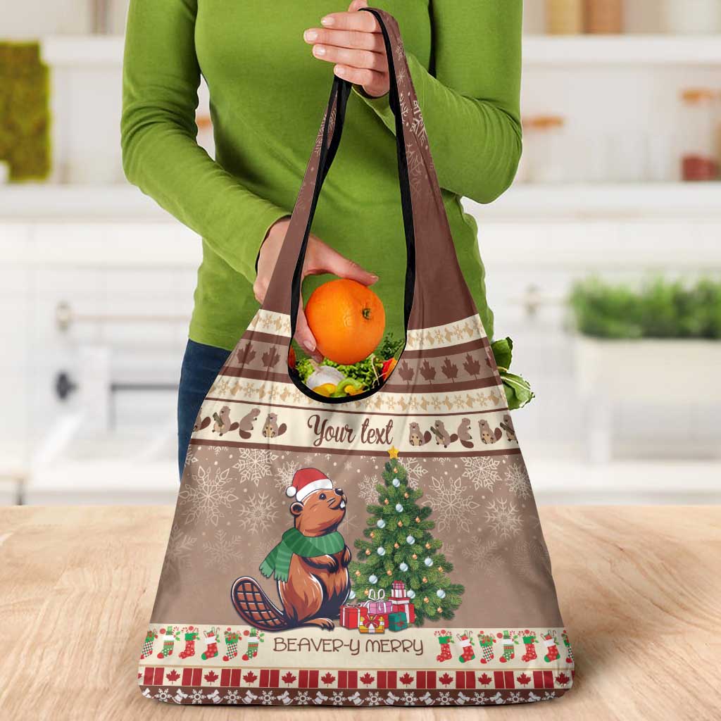 Personalized Beaver-y Merry Grocery Bag Canada Merry Christmas Beavers