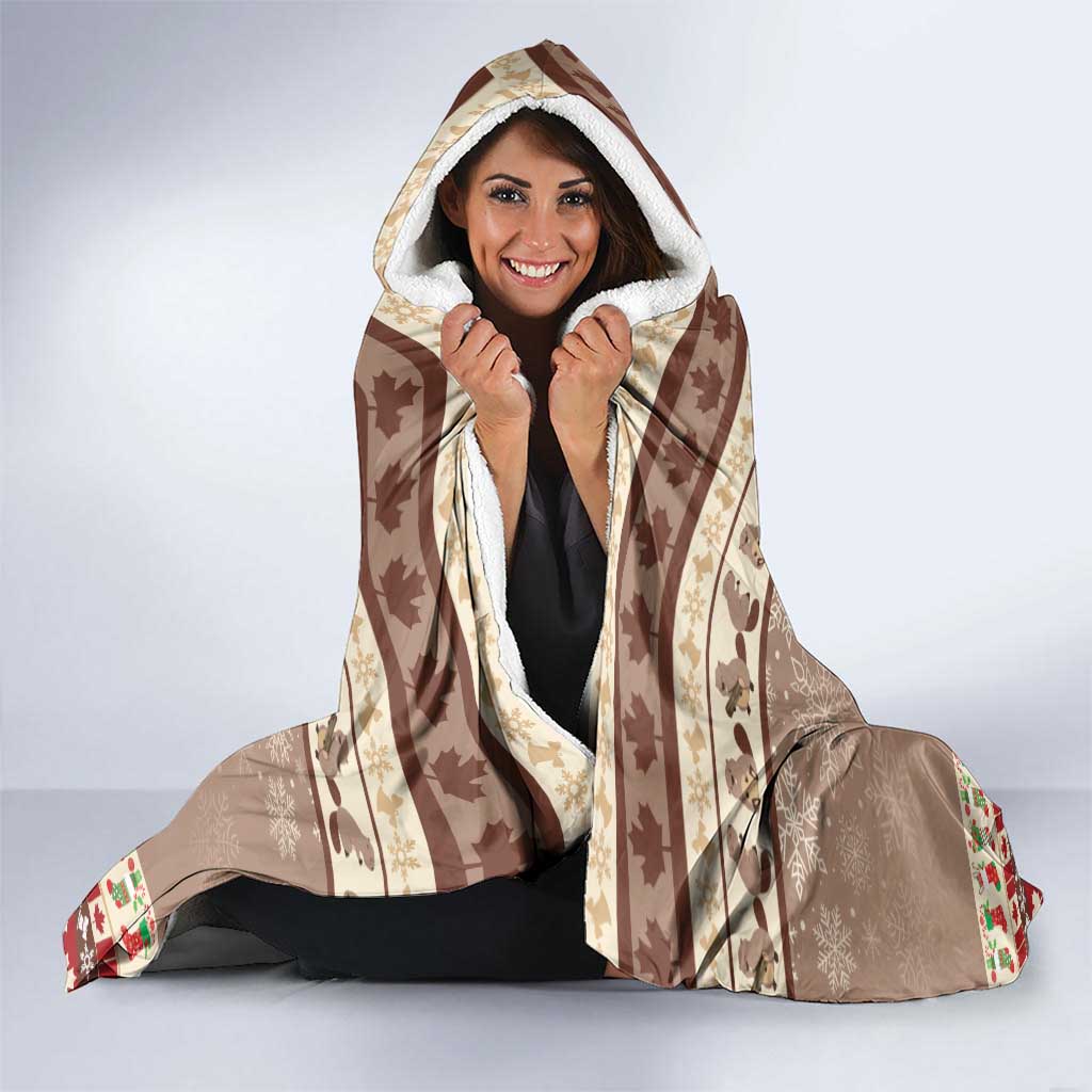Personalized Beaver-y Merry Hooded Blanket Canada Merry Christmas Beavers