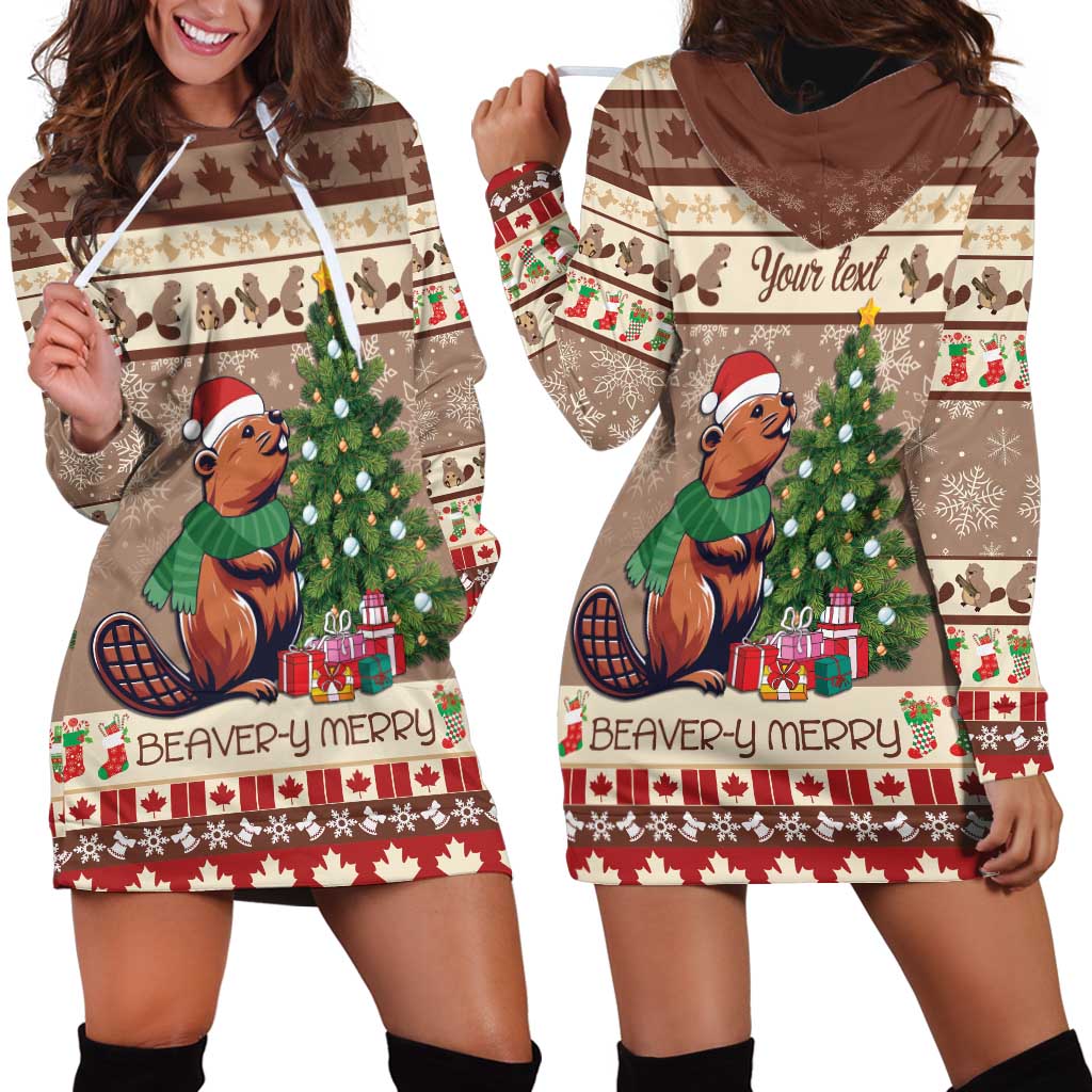 Personalized Beaver-y Merry Hoodie Dress Canada Merry Christmas Beavers - Wonder Print Shop