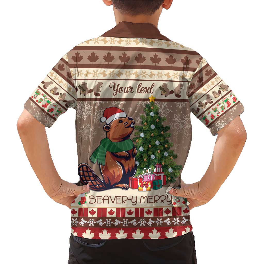 Personalized Beaver-y Merry Kid Hawaiian Shirt Canada Merry Christmas Beavers - Wonder Print Shop