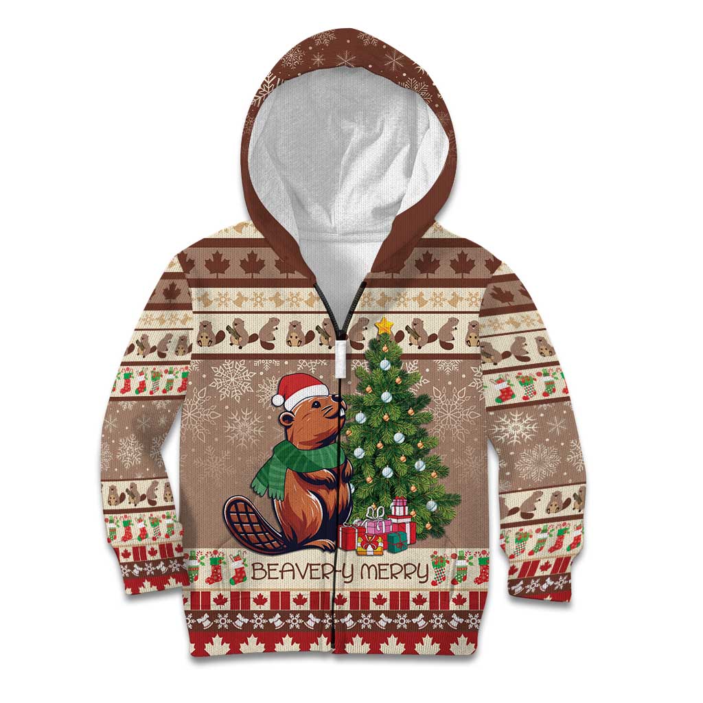 Personalized Beaver-y Merry Kid Hoodie Canada Merry Christmas Beavers - Wonder Print Shop