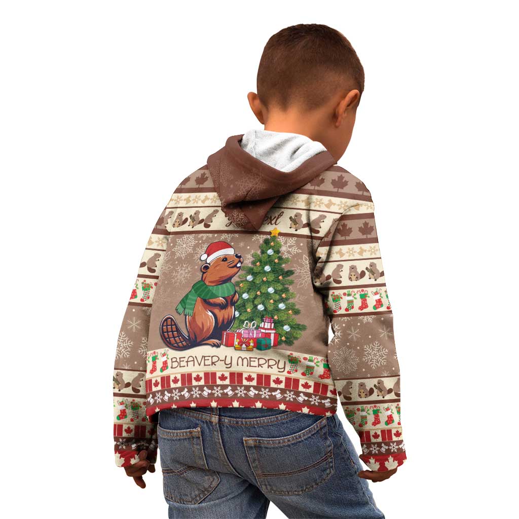 Personalized Beaver-y Merry Kid Hoodie Canada Merry Christmas Beavers - Wonder Print Shop