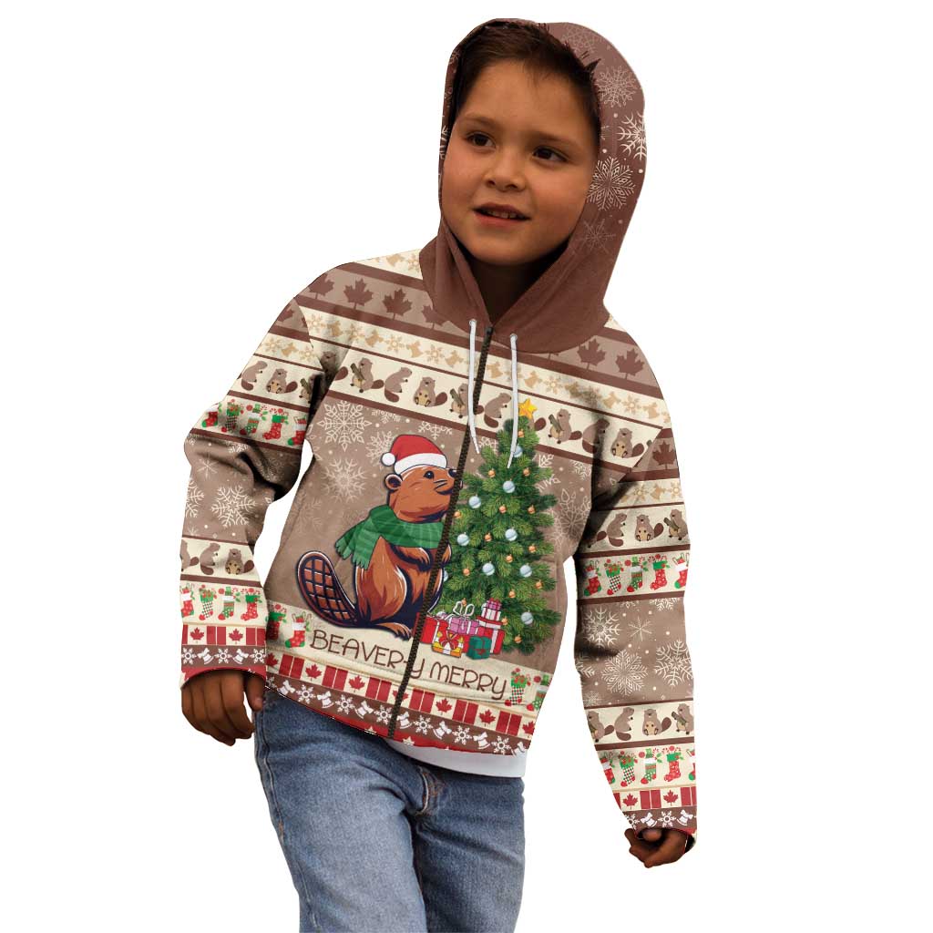 Personalized Beaver-y Merry Kid Hoodie Canada Merry Christmas Beavers - Wonder Print Shop