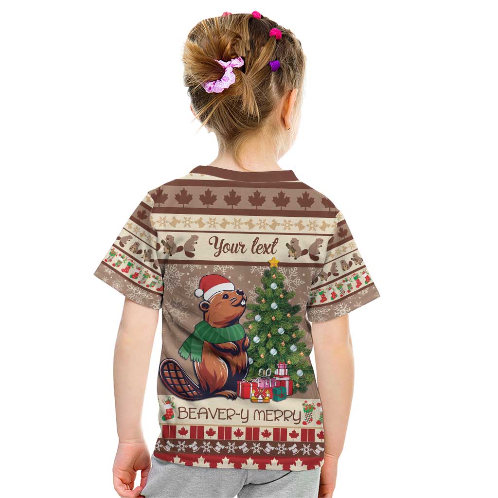 Personalized Beaver-y Merry Kid T Shirt Canada Merry Christmas Beavers - Wonder Print Shop