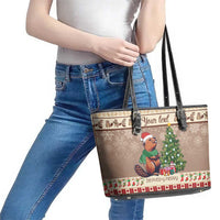 Personalized Beaver-y Merry Leather Tote Bag Canada Merry Christmas Beavers - Wonder Print Shop