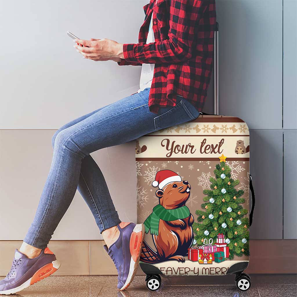 Personalized Beaver-y Merry Luggage Cover Canada Merry Christmas Beavers - Wonder Print Shop