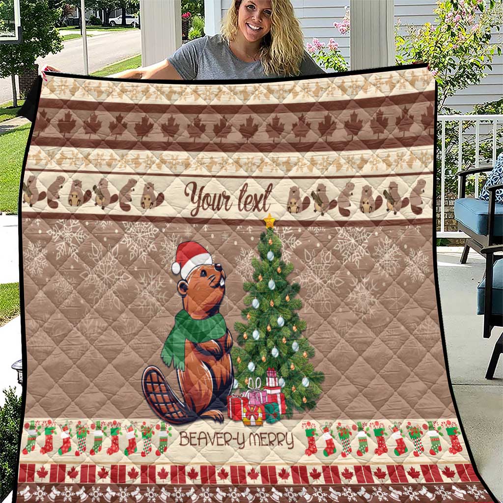 Personalized Beaver-y Merry Quilt Canada Merry Christmas Beavers - Wonder Print Shop